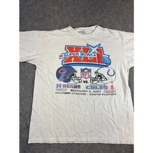 2007 NFL Super Bowl XLI Shirt Men Large White Bears vs Colts Football Sportswear